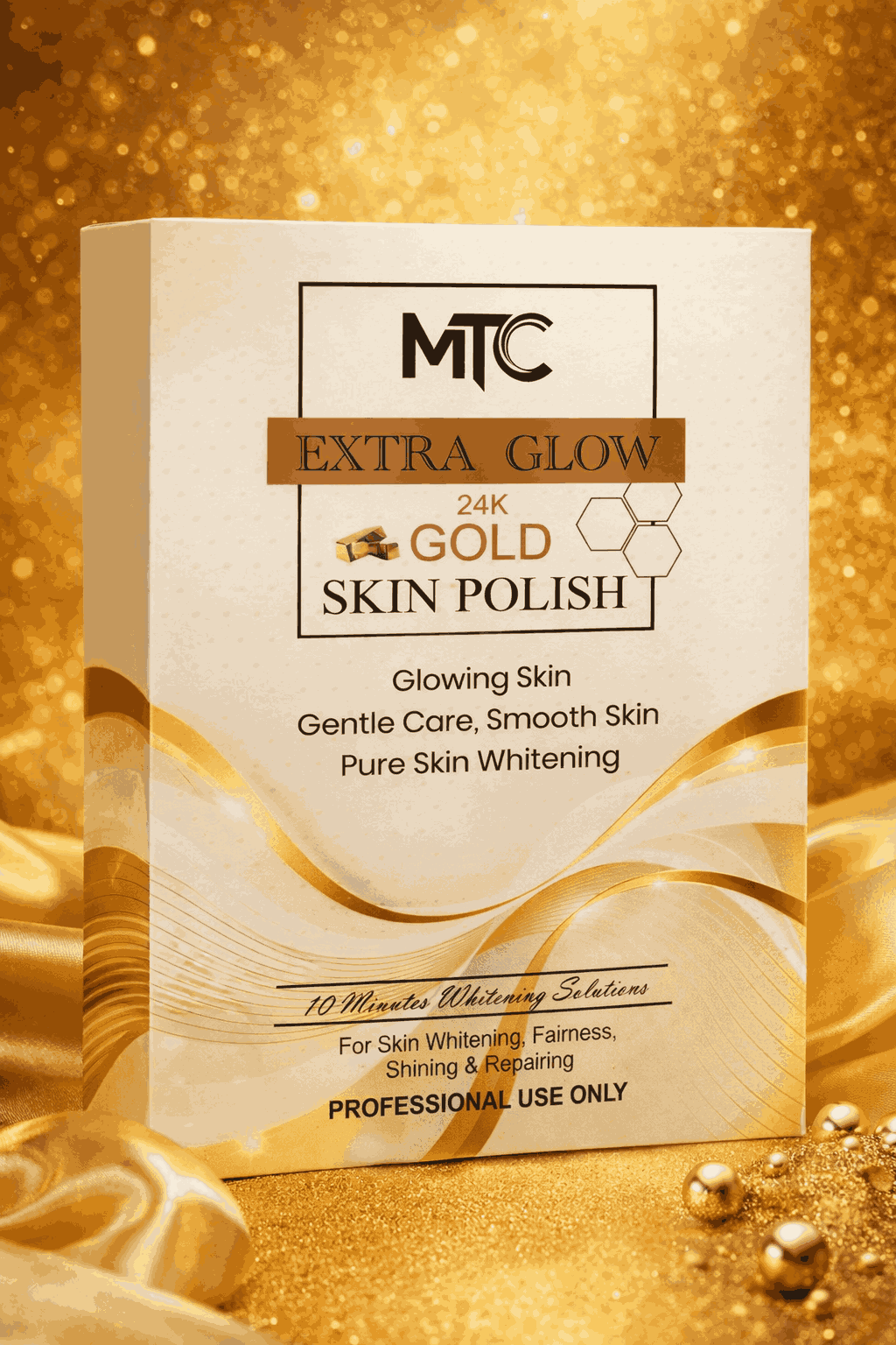 MTC International Extra Glow 24K Gold Skin Polish Kit ? Professional Face & Body Brightening System Made in France
