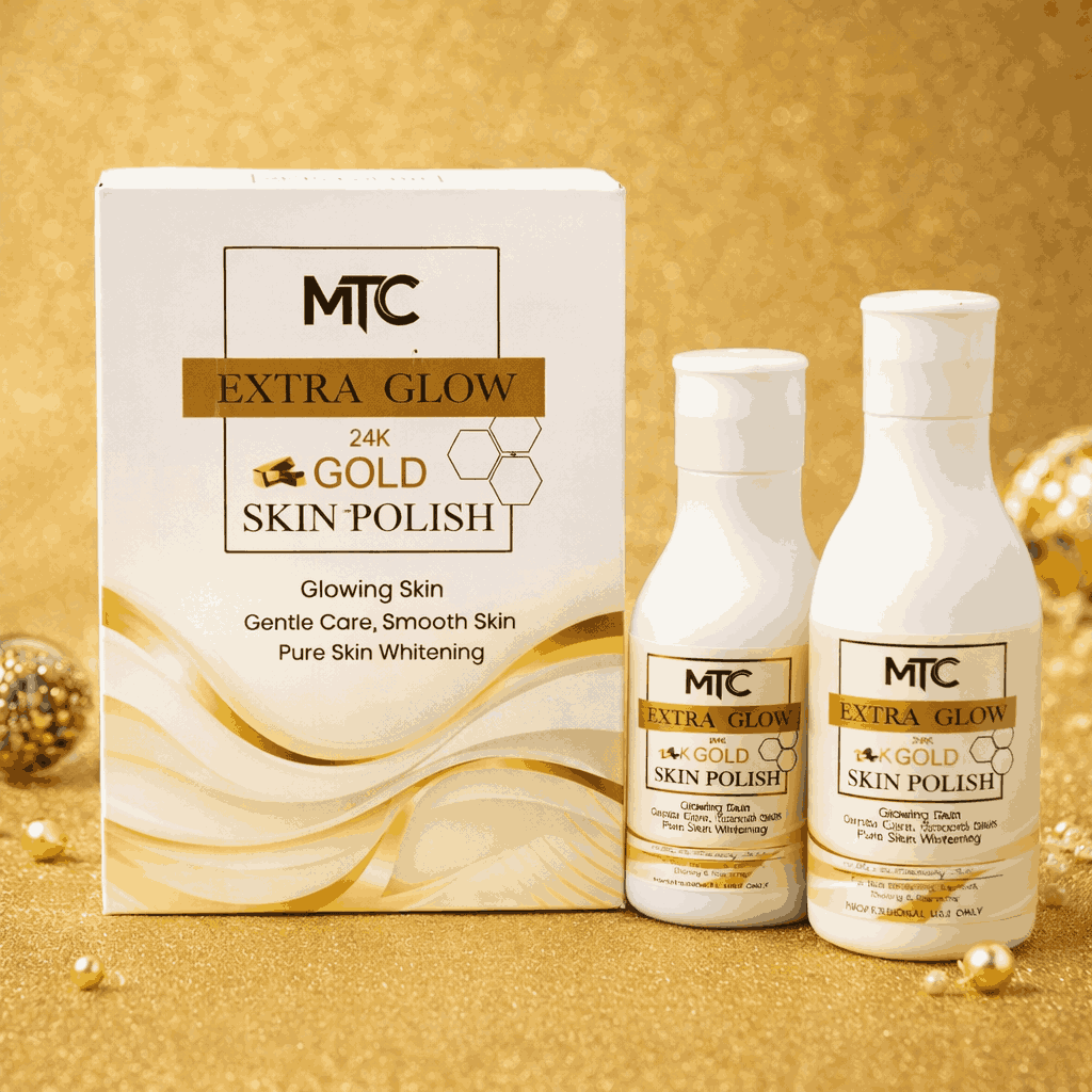 MTC International Extra Glow 24K Gold Skin Polish Kit ? Professional Face & Body Brightening System Made in France