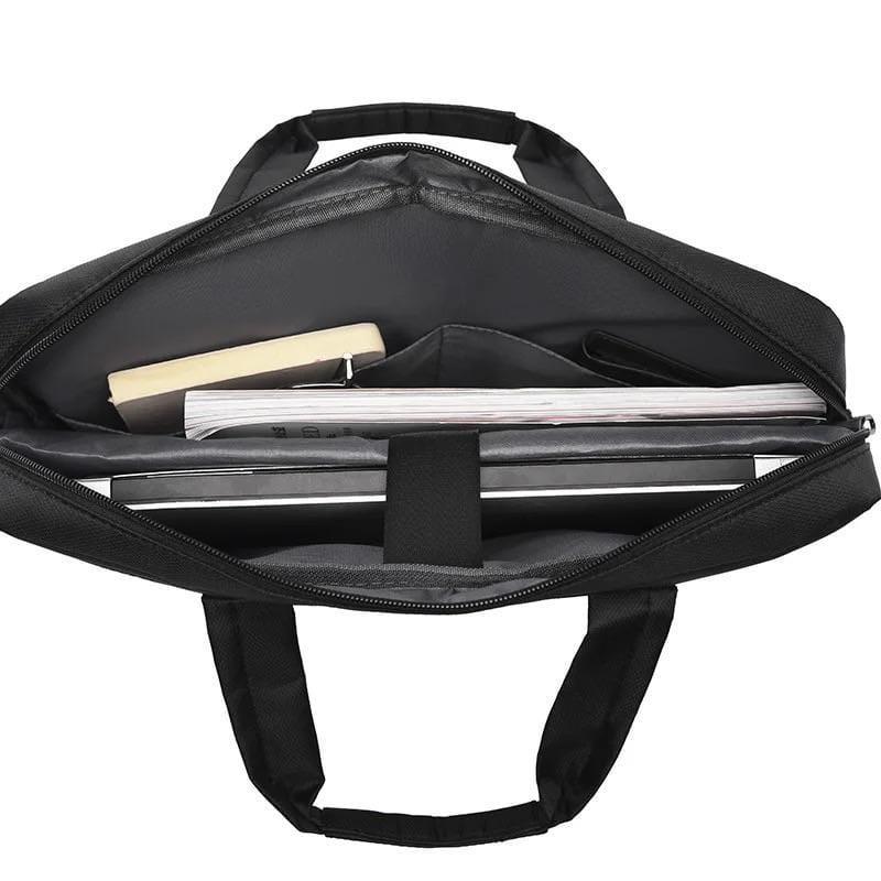 Premium 17-Inch Oxford Fabric Laptop Bag ? Spacious Plain Black Waterproof Office Messenger Briefcase