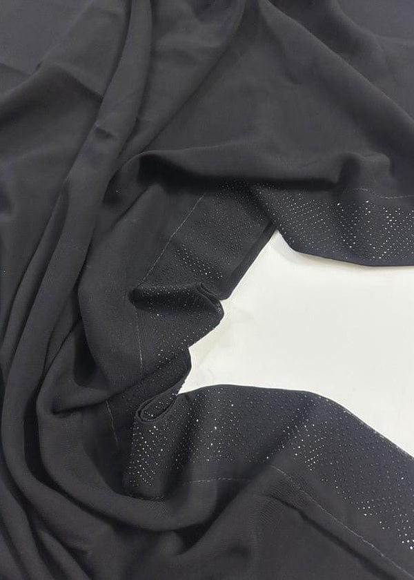 Premium Black Chiffon Dupatta with One Side Stone Work ? Elegant Formal Wear for Women ? Soft & Lightweight Fabric