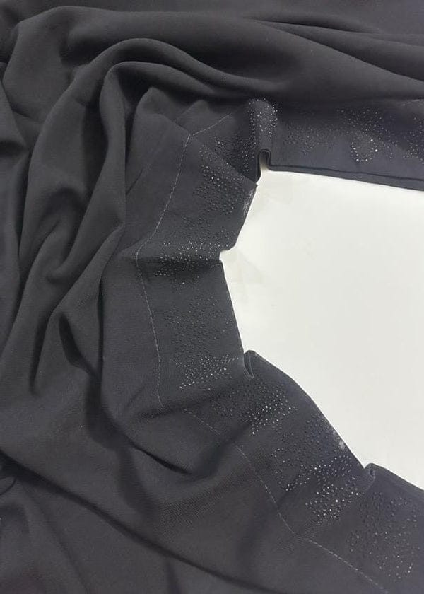 Premium Black Chiffon Dupatta with One Side Stone Work ? Elegant Formal Wear for Women ? Soft & Lightweight Fabric