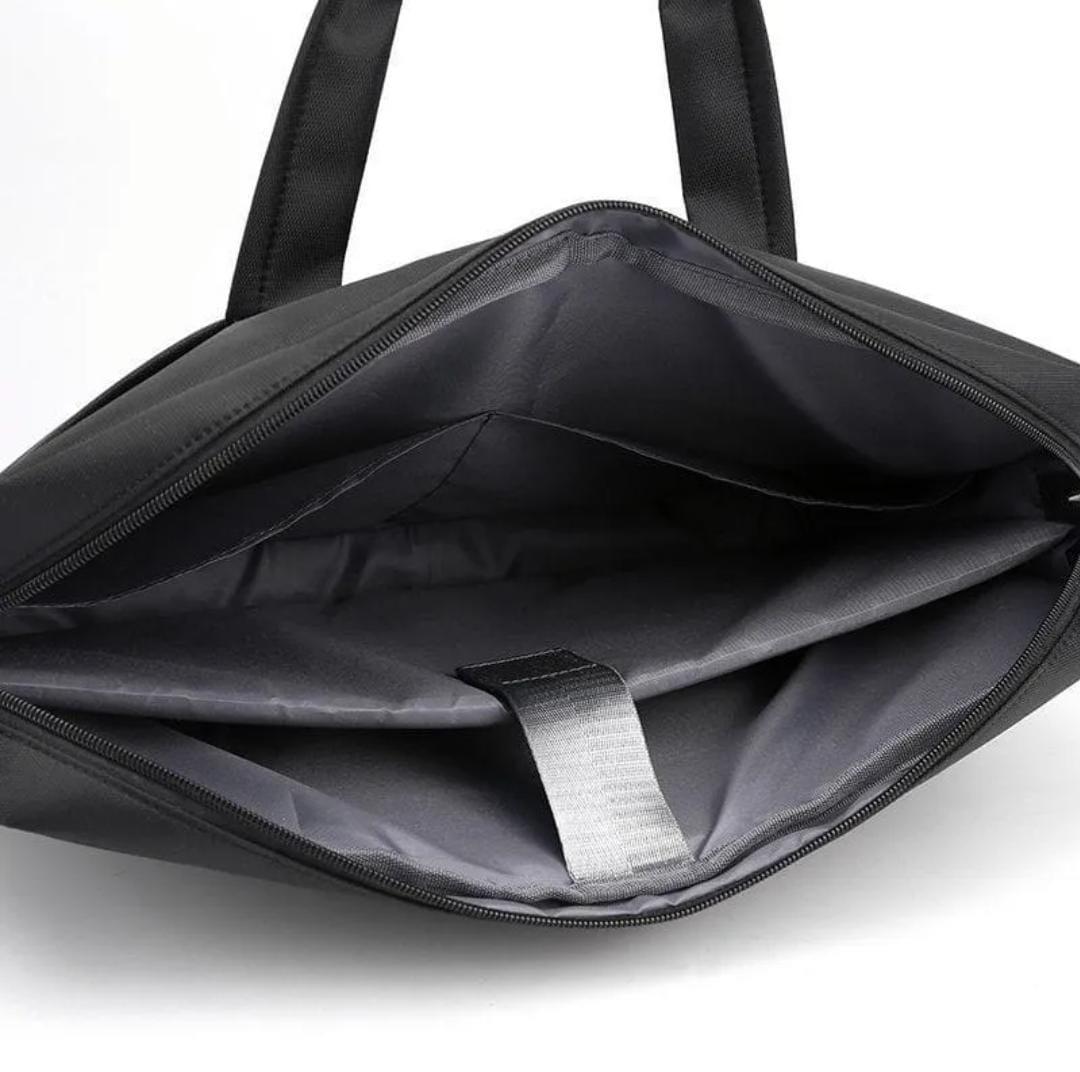 Premium 17-Inch Oxford Fabric Laptop Bag ? Spacious Plain Black Waterproof Office Messenger Briefcase
