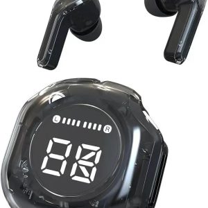 Wireless Earbuds Black with Fast Charging Case | Bluetooth Earbuds with Digital Battery Display