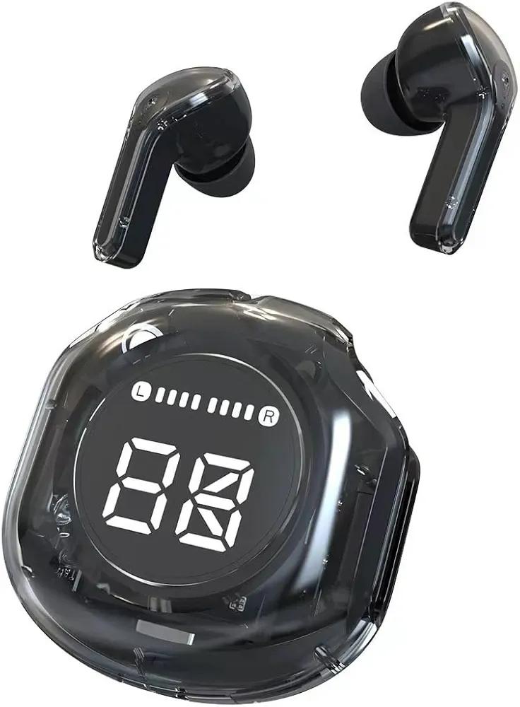 Wireless Earbuds Black with Fast Charging Case | Bluetooth Earbuds with Digital Battery Display