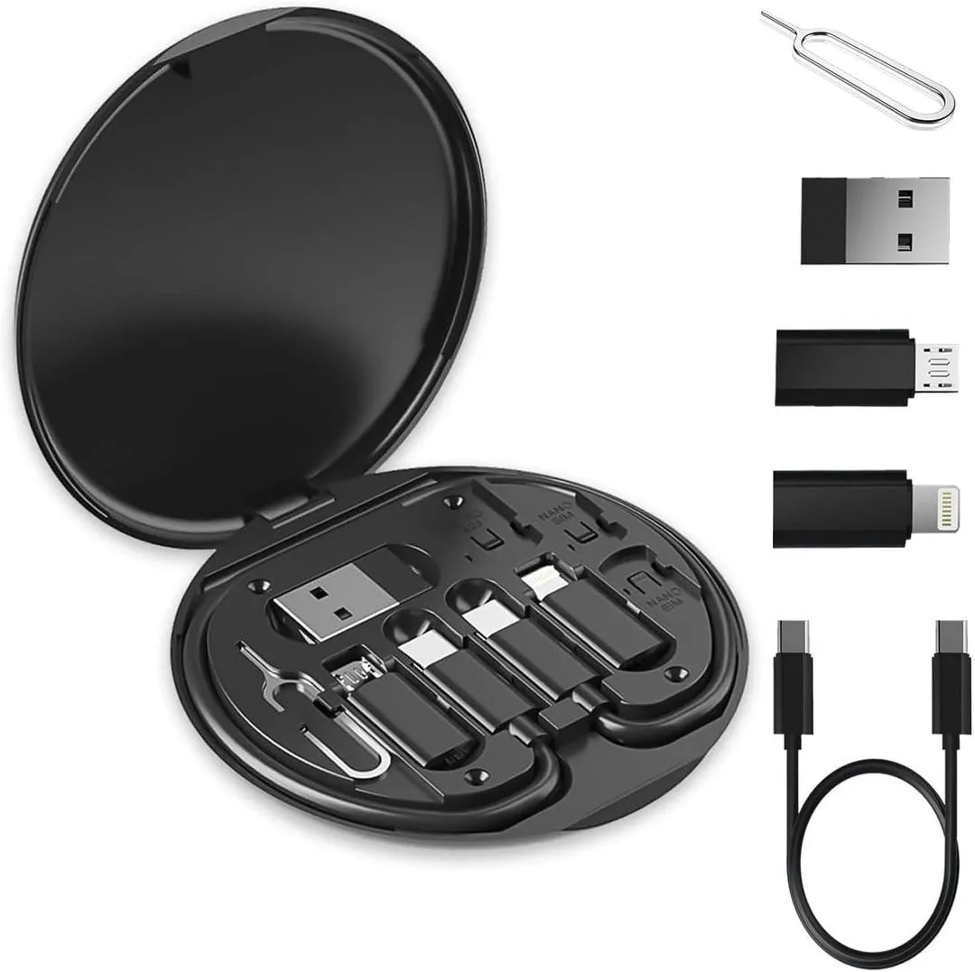 60W Fast Charging Cable Storage Box | Multi Charging Cable for iPhone & Android | Compact Travel Charging Kit