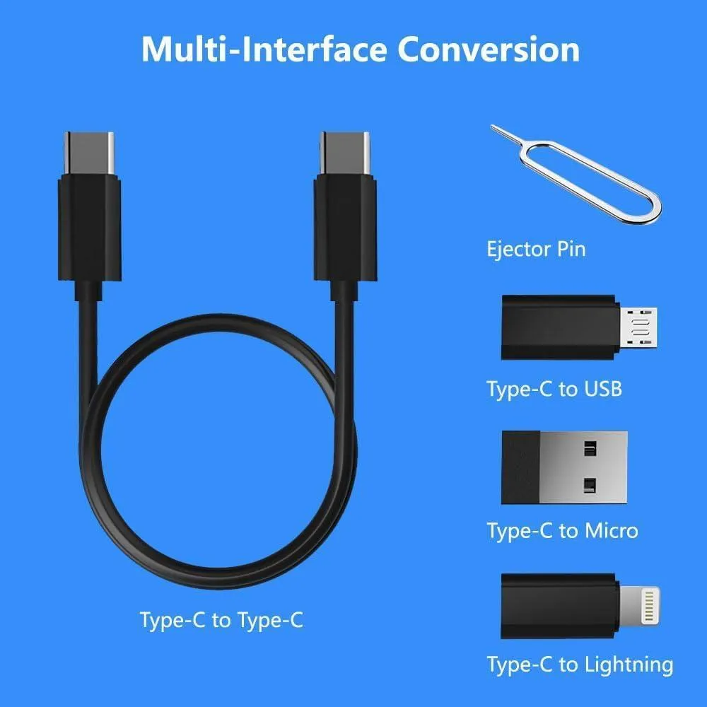 60W Fast Charging Cable Storage Box | Multi Charging Cable for iPhone & Android | Compact Travel Charging Kit