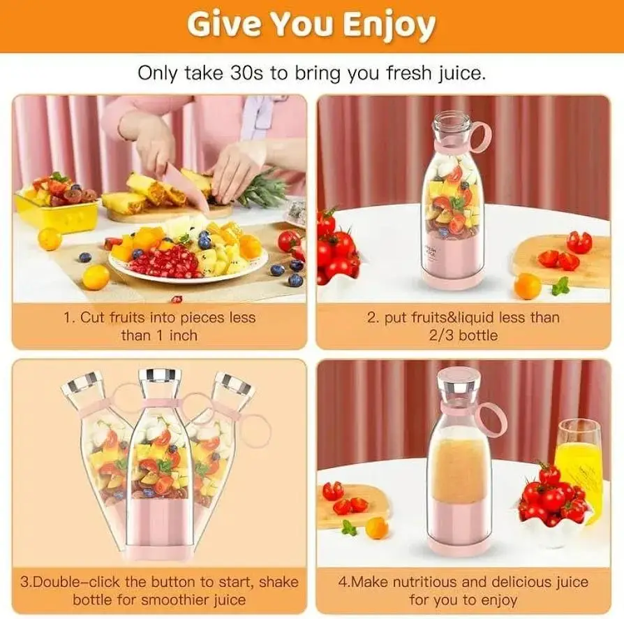Rechargeable Portable Juicer Blender | USB Electric Smoothie Maker for Home, Office & Travel