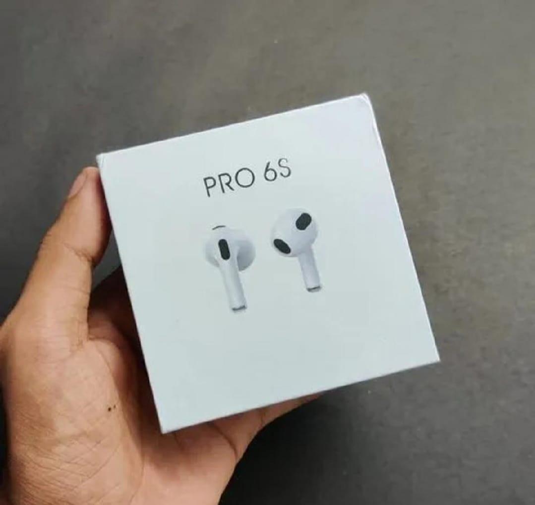 Bluetooth 5 AirPods Pro 6S White | Wireless Earbuds with Super Bass & Smart Touch