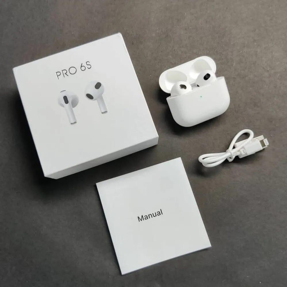 Bluetooth 5 AirPods Pro 6S White | Wireless Earbuds with Super Bass & Smart Touch