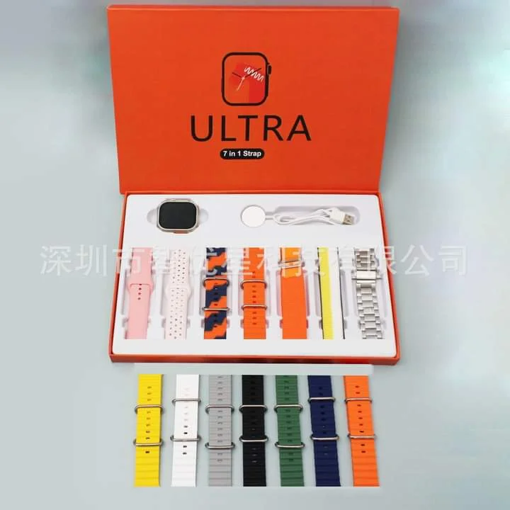 7-in-1 Ultra Smart Watch – Bluetooth Calling | 6 Silicone Straps + 1 Metal Strap | Fitness Tracker